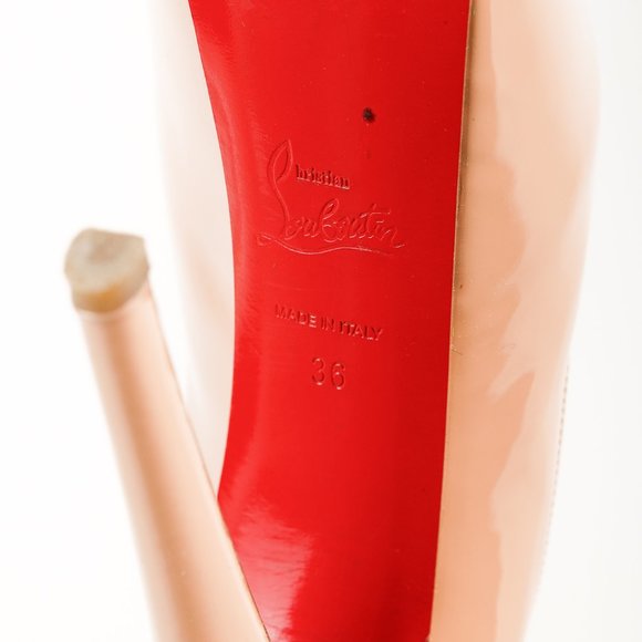 Christian Louboutin Patent Daffodile Peep Toe 160 Pumps, Sz 5.5 - Picture 5 of 9